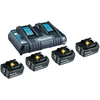 Makita Makit Kit Li 18V - 4x Baterías BL1850B 5,0Ah + Cargador Doble DC18RD ( 199483-0 )