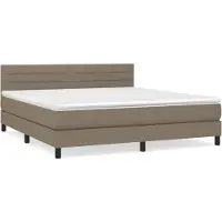 vidaXL Cama con somier y colchón , color taupe, 160x200 cm, tapizada en tela