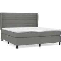 vidaXL Cama con somier y colchón, color gris oscuro, 160x200 cm, tapizada en tela