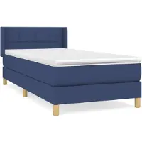 vidaXL Cama con somier y colchón azul , 90x200 cm, tapizada en tela