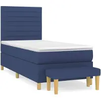vidaXL Cama con somier y colchón azul , 90x200 cm, tapizada en tela