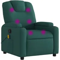 vidaXL Sillón de masaje, color verde oscuro, tapizado en tela