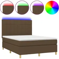 vidaXL Cama con somier y colchón , color marrón oscuro, 140x200 cm, tapizada en tela