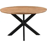 LivingFurn – Mesa de comedor Jesper redonda, 130 cm – Madera de mango / acero revestido