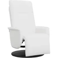 vidaXL Sillón reclinable Relax de , con reposapiés, color blanco, tapizado en cuero sintético
