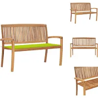 vidaXL : Banco de jardín apilable con cojín, 128,5 cm, madera maciza de teca. - Bancos de jardín