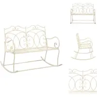 vidaXL Banco de jardín de 104 cm, hierro, estilo antiguo, color blanco - Bancos de jardín