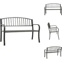 vidaXL Banco de jardín gris de 120 cm, acero - Bancos de jardín