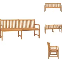 vidaXL Banco de jardín de 180 cm, madera maciza de teca - Bancos de jardín