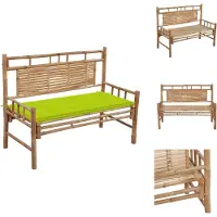 vidaXL : Banco de jardín con cojín, 120 cm, bambú - Bancos de jardín