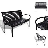 vidaXL Banco de jardín de 125 cm, acero y WPC, color - Bancos de jardín