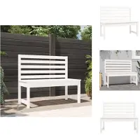 vidaXL : Banco de jardín blanco, 109 cm, madera maciza de pino