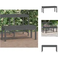 vidaXL Banco de jardín gris, 109x44x45 cm, madera maciza de pino - Bancos de jardín