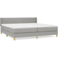 The Living Store Cama con somier y colchón Living, color gris claro, 200x200 cm, tapizada en tela