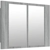 vidaXL Espejo con armario LED, color gris Sonoma, 60x12x45 cm, fabricado en material de madera