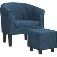 vidaXL Sillón reclinable con reposapiés, color azul oscuro, tapizado en terciopelo ()