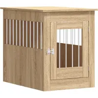 vidaXL Jaula para perros de , estilo Sonoma, color roble, 55x80x68 cm, fabricada en material de madera