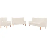 vidaXL Juego de sofá de 3 piezas, tapizado en tela, color crema
