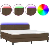 vidaXL Cama con somier y colchón , color marrón oscuro, 180x200 cm, tapizada en tela