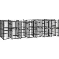 vidaXL - Jaula para perros para exteriores, acero, 12,9 m²
