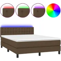 vidaXL Cama con somier y colchón , color marrón oscuro, 140x200 cm, tapizada en tela