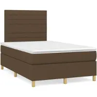 vidaXL Cama con somier y colchón de la marca , color marrón oscuro, dimensiones 120x200 cm, tapizada en tela