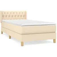 vidaXL Cama con somier y colchón de color crema, 100x200 cm, tapizada en tela