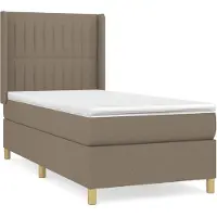 vidaXL Cama con somier y colchón de la marca , color taupe, dimensiones 100x200 cm, tapizada en tela