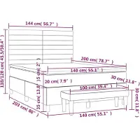 vidaXL Cama con somier y colchón de la marca , color marrón oscuro, dimensiones 140x200 cm, tapizada en tela