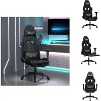 vidaXL Silla de gaming de con masaje y reposapiés, color negro, tapizada en cuero sintético