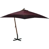 vidaXL Parasol para pérgola con mástil, color burdeos, 3x3 metros, madera maciza de abeto