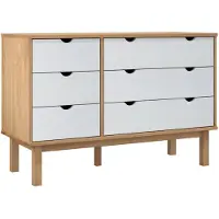 vidaXL Archivero con cajones OTTA, marrón y blanco, 111x43x73,5 cm, madera maciza