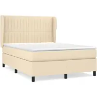 vidaXL Cama con somier y colchón de color crema, 140x190 cm, tapizada en tela