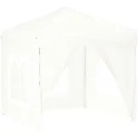 vidaXL Tienda de campaña plegable para fiestas con paredes laterales, color blanco, 2x2 metros