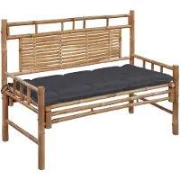 vidaXL Banco de jardín con cojín, 120 cm, bambú
