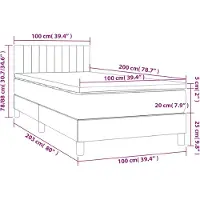 vidaXL Cama con somier y colchón azul, 100x200 cm, tapizada en tela
