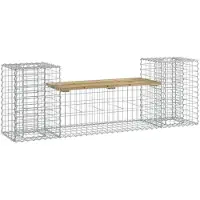 vidaXL Banco de jardín de gaviones, 183x41x60,5 cm, madera de pino tratada
