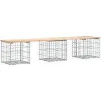 vidaXL Banco de jardín de fabricado con elementos de gavión, de 203x44x42 cm, con estructura de madera maciza de pino