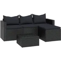 vidaXL Juego de jardín de estilo lounge, color negro, fabricado en ratán sintético