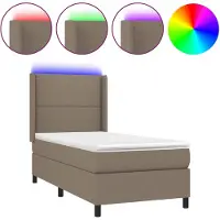 vidaXL Cama con somier y colchón , con iluminación LED, color taupe, 100x200 cm, tapizada