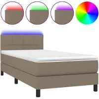 vidaXL Cama con somier y colchón , con iluminación LED, color taupe, 100x200 cm, tapizada