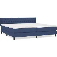vidaXL Cama con somier y colchón, color azul, 200x200 cm, tapizada en tela