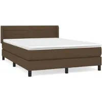 vidaXL Cama con somier y colchón de la marca , color marrón oscuro, dimensiones 140x200 cm, tapizada en tela