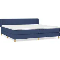 vidaXL Cama con somier y colchón, color azul, 200x200 cm, tapizada en tela