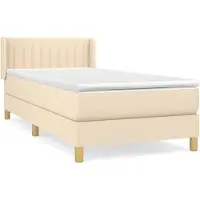 vidaXL Cama con somier y colchón de color crema, 100x200 cm, tapizada en tela