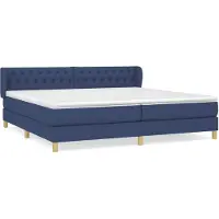 vidaXL Cama con somier y colchón, color azul, 200x200 cm, tapizada en tela