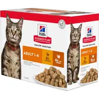 Hill's Pet Nutrition Science Plan - Bolsitas para gato adulto - Selección de aves - 12 x 85 g