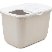 Savic HOP, color café con tapa blanca – arenero para gatos – 58,5 x 39 x 39,5 cm – 1 unidad.