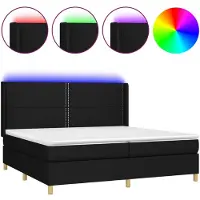 vidaXL Cama con somier y colchón, con iluminación LED, color , 200x200 cm, tapizada en tela