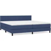vidaXL Cama con somier y colchón, color azul, 200x200 cm, tapizada en tela